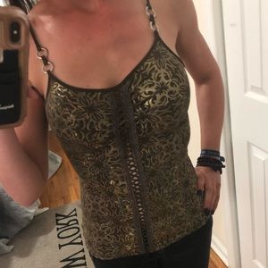 Azul y Rosa brown and gold tank